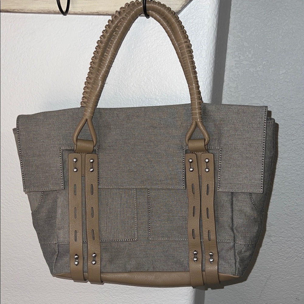 Allibelle Stylish Gray and Tan Women's Bag